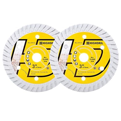 Image of HIGHDRIL 2PCS 75mm/3" Tile Diamond Blade Dry/Wet Angle Grinder Wheel Disc for Cutting Ceramic,Hard Pocelain,Glazed Tiles
