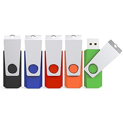 Image of KEXIN 32GB USB Flash Drive 5-Pack USB Memory Stick Swivel USB Stick Thumb Drive Pen Drive 32 GB with LED Indicator for Data Storage and Backup (5Pack Mixcolor USB 2.0)