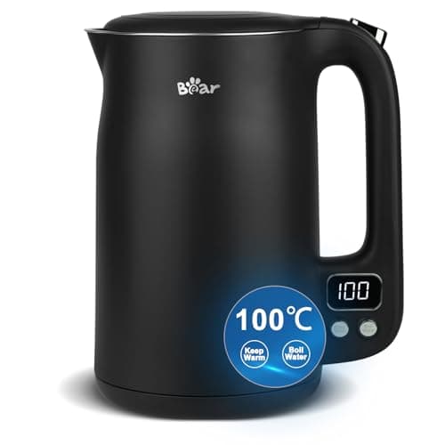 Image of Bear Electric Kettle 1.7L 40°C~100°C 12 Temperatures Control Kettle Digital Display with Keep Warm Function,1800w 304 Stainless Steel Fast Boil Black Kettle, Dry Protection, BPA Free Smart kettle