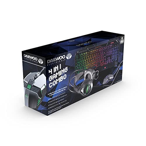Image of Daewoo 4 In 1 Gaming Combo, Includes Light Up Wired Keyboard, Mouse & Headphones, Waterproof Non Slip Mouse Mat