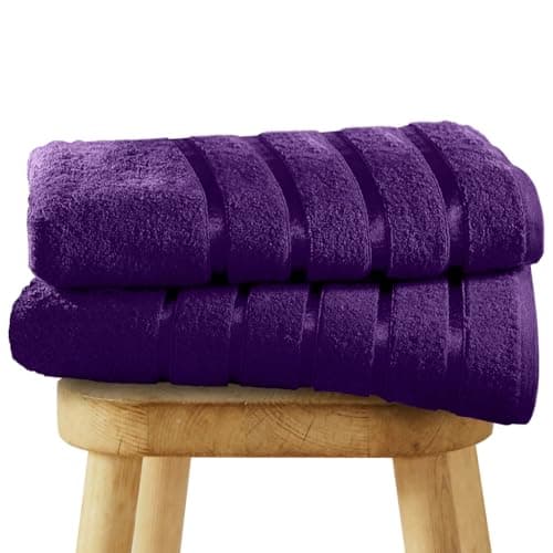 Image of GC GAVENO CAVAILIA 2 Pack Luxury Bath Towels Egyptian Cotton Bath Sheet, Egyptian Cotton Bath Sheet Towel Set, 500 GSM Extra Large Towels For Adults, Quick Dry Shower Swimming Towel, Aubergine