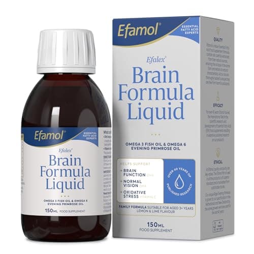 Image of Efamol Efalex Brain Formula Liquid 150ml | Omega 3 Liquid Brain Supplement | Omega 3 DHA + EPA | Omega 6 Evening Primrose Oil | Fish Oil Omega 3 Brain Vitamins | Brain Supplements with Thyme Oil