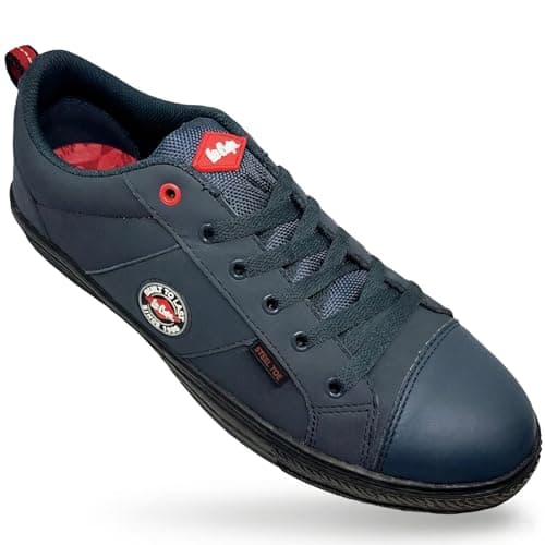 Image of Lee Cooper LCSHOE054 Workwear SB/SRA Retro Baseball Boot, Unisex Modern Styling Safety Boot Work Safety Shoe, Navy Blue, 5 UK