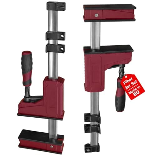Image of Piher Body Clamp PRL 95 for Woodwork | Set of 2 - 60 cm Wingspan | Strong Parallel Clamp with 700 kg Clamping Force | Forged Steel Made in the EU | Clamping and Spreading