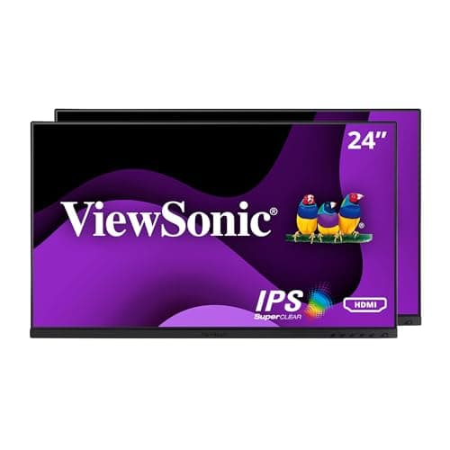 Image of ViewSonic VG2448A-2_H2 24 Inch Dual Pack Head-Only 1080p IPS Monitor with Ultra-Thin Bezels, HDMI, DisplayPort, USB, and VGA for Home and Office,Black