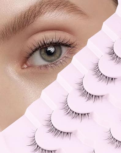 Image of Onlyall Natural Lashes Short Eyelashes Wispy Natural Look Soft False Eyelash Fake Eye Lash Faux Mink 7 Pairs D2(6MM-10MM)