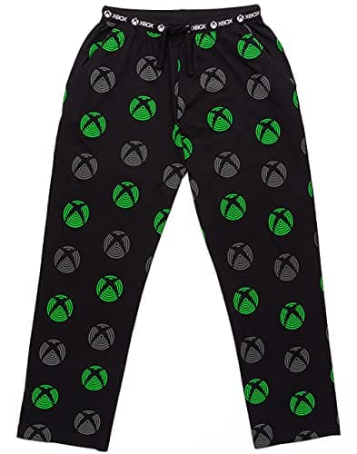 Image of Xbox Lounge Pants For Men | Adults Green Black Drawstring Pockets Pyjamas Trousers | Game Console Pjs Merchandise Gifts S