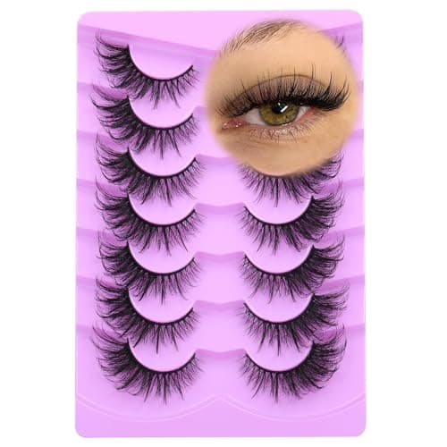 Image of False Eyelashes Fairy Cat Eye Lashes Mink Faux Fluffy Fox Eye Lashes Wispy Dramatic Eyelashes 20mm Fake Lashes 7 Pairs Pack by ALICE, 14.0 count
