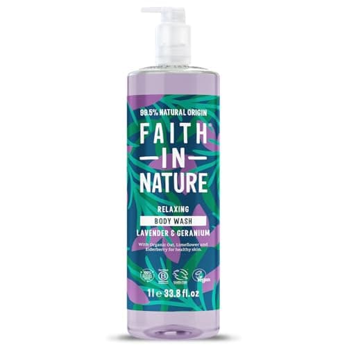 Image of Faith In Nature 1L Natural Lavender & Geranium Body Wash, Nourishing, Vegan and Cruelty Free, No SLS or Parabens