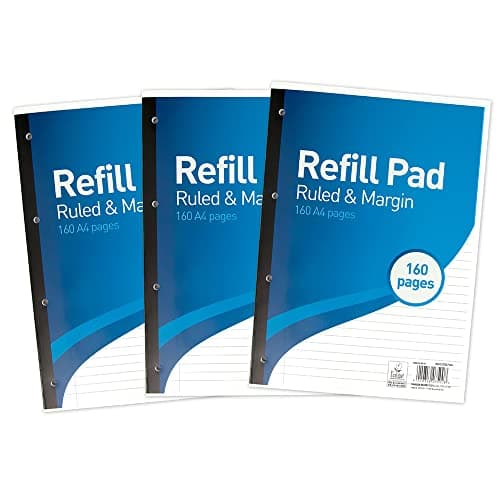 Image of SUMMIT A4 Lined Paper, Refill Pad, 8 mm Ruled and Margin, 160 Page, Pack of 3
