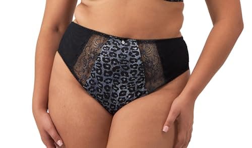 Image of Elomi Women's Plus Size Morgan Leg High Waist Brief, Snow Leopard, 4XL Plus
