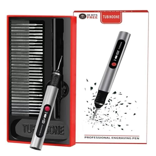 Image of TUBINOONE Engraving Pen, Ultimate Cordless Portable Engraver for Artists and DIY Enthusiasts – Engrave Over 50 Surfaces – Beginner Friendly – Rechargeable – Includes 30 Bits &