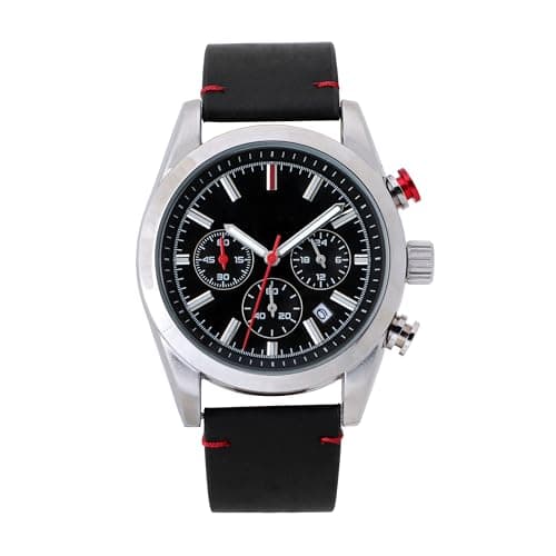 Image of NUOVO Men's Watch Classic Leather Strap Modern Classic Quartz Watch Easy to Read Men's Business Casual Minimalist Watch, Black/silver, Minimalist