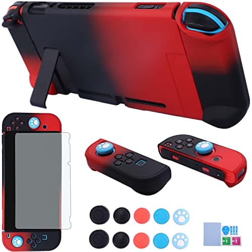 Image of Dockable Case for Nintendo Switch - COMCOOL 3 in 1 Protective Cover Case for Nintendo Switch and Joy-Con Controller with Screen Protector - Red Black