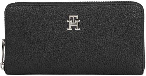 Image of Tommy Hilfiger Women’s Large Emblem Purse with Zip, Black (Black), One Size