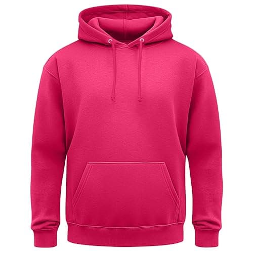 Image of SMALL HOT PINK classic plain pullover hoodie unsex and these are ideal for mens and ladies hooded sweatshirt