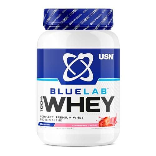 Image of USN Blue Lab Whey Protein Powder: Strawberry - Whey Protein 908g - Post-Workout - Whey Isolate - Muscle Building Powder Supplement With Added BCAAs
