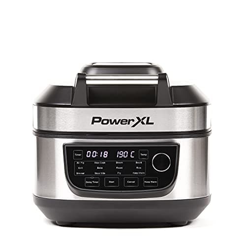 Image of Power XL Grill Air Fryer Combo - Large 5.7L Capacity - 12-in-1 Electric Multicooker - Air Fry, Slow Cook, Steam, Saute, Grill, Bake, Roast, Rice Cooker, Simmer, Sous Vide, Fry & Keep Warm - Non-Stick