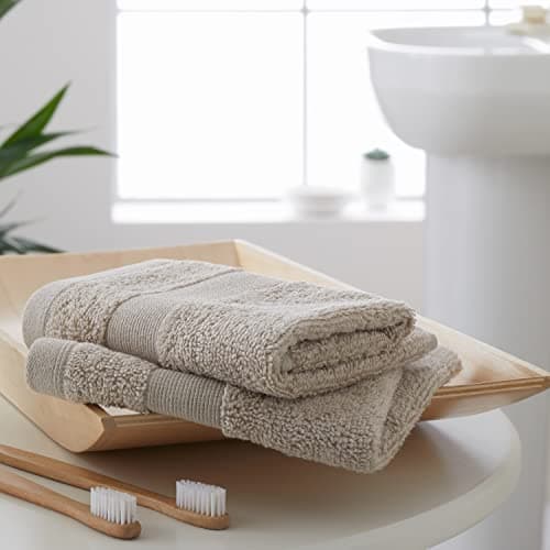 Image of Catherine Lansfield Bathroom Anti-Bacterial Cotton Face Cloth Pair Natural TW/55660/W/FC2/NT