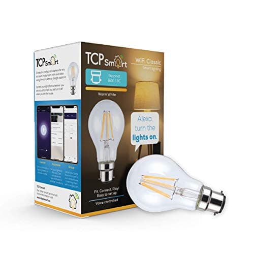Image of TCP Smart Wi-Fi LED Filament Lightbulb Classic B22 Warm White Dimmable