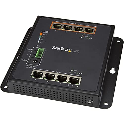 Image of StarTech.com Industrial 8 Port Gigabit PoE Switch - 4 x PoE+ 30W - Power Over Ethernet - Hardened GbE Layer/L2 Managed Switch - Rugged High Power Gigabit Network Switch IP-30/-40C to +75C (IES81GPOEW)