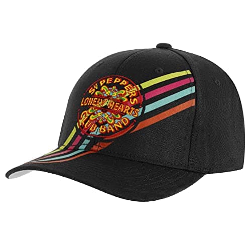 Image of Beatles The Mens Black Baseball Cap SGT Pepper Stripes Official