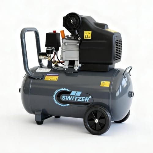 Image of SwitZer Air Compressor 50L Litre LTR Tank 2.5HP 8 BAR Pressure 230V 50HZ 6.7CFM with Wheel Handle Grey AC001 New