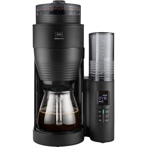 Image of Melitta Filter Coffee Machine with Integrated Ceramic Grinder with 11 Settings, Adjustable Strength, Makes 2 to 10 Cups, Timer Function, AromaFresh II, 3.7 kg, Black, UK Plug