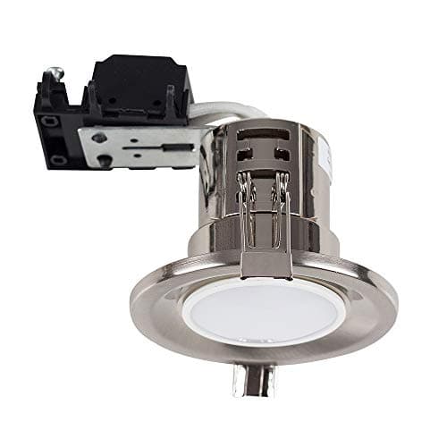 Image of MiniSun | Modern Fire Rated Brushed Chrome GU10 Recessed Ceiling Downlight/Spotlights | Recessed Lighting, Home Décor Essential | Pack of 4 | Includes Bulb [6500K Cool White] | Mains Wired