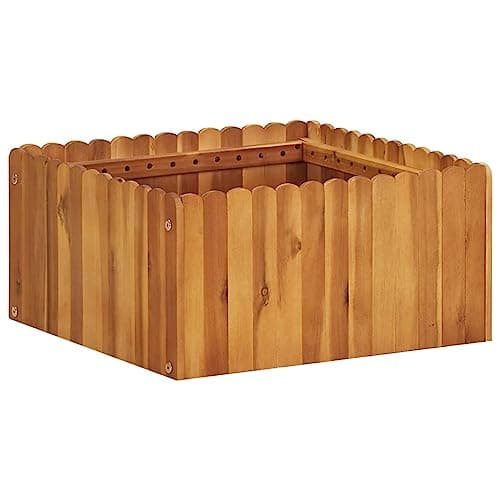 Image of vidaXL Garden Raised Bed - Solid Acacia Wood Square Planter - Durable Weather Outdoor Flower Plant Bed - Natural ic Design - Easy Assembly
