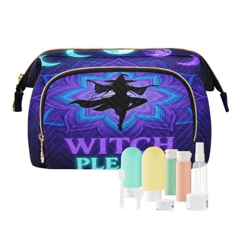 Image of Travel Makeup Bags Spiritual Witchy Moon Magick Halloween Dark Waterproof Change Purse for Capacity Travel Cosmetic