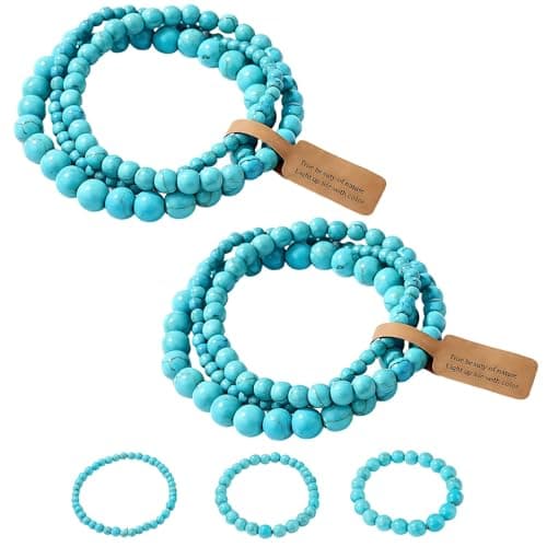 Image of BAGUBDR 2 Pcs Turquoise Jewellery for Women, Turquoise Bracelet, Beaded Jewelry for Women, with Jade and Chakra Stones, Multiple Sizes for Daily Wear and Spiritual Practice