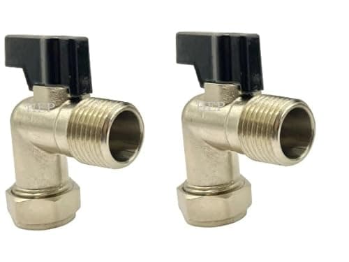 Image of hep® 15mm x 3/8" Elbow Isolation Ball o fix Valves Bend Full Bore Black Lever Suitable HOT & Cold WRAS Approved Pack of 2