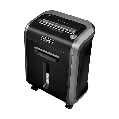 Image of Fellowes 16 Sheet Paper Shredder for Office Use - 100% Jam Proof Cross Cut Shredder - 79Ci Shreds for 20 Minutes - Powershred Office Shredder with Large 23 Litre Pull-Out Bin - DIN Level P4 - Black