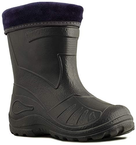 Image of Ultra Light EVA Kids Girls Wellington Boots Rainy Snow Wellies Very Warm Liners (8 UK 25 EU - 16 cm, Black)