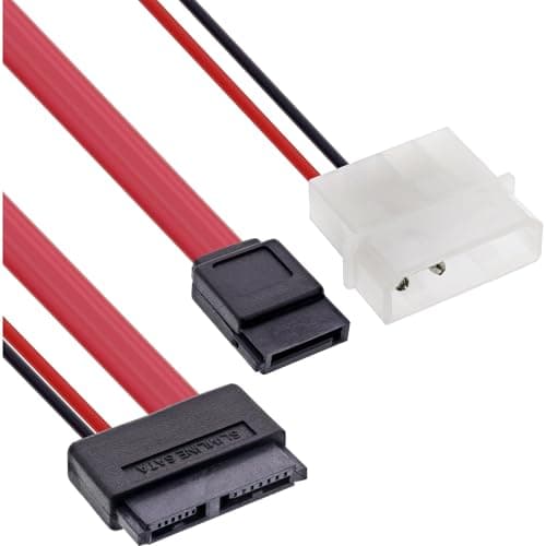 Image of AYMBH Slimline SATA to SATA Data Cable + 6-Pin Power Adapter, 13-Pin Slimline Optical Drive Connector for Notebook to Desktop Integration – 50cm Length, High-Speed 6Gbps SATA III Compatible