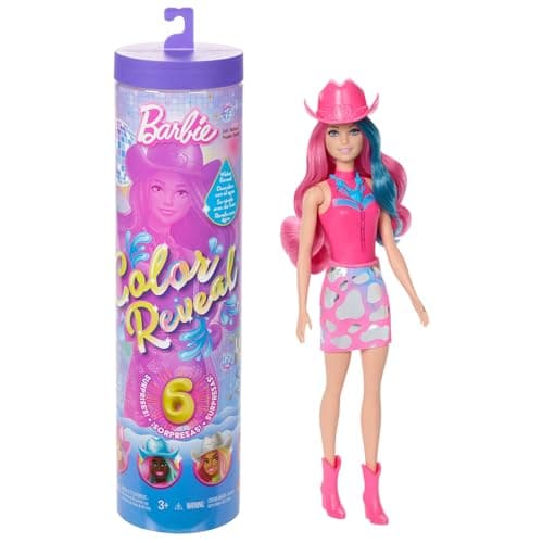 Image of Barbie Color Reveal Fashion Doll & Accessories with 6 Surprises, Disco Star Series with Metallic Shine & Color-Change Bodice (Styles May Vary), JCP01