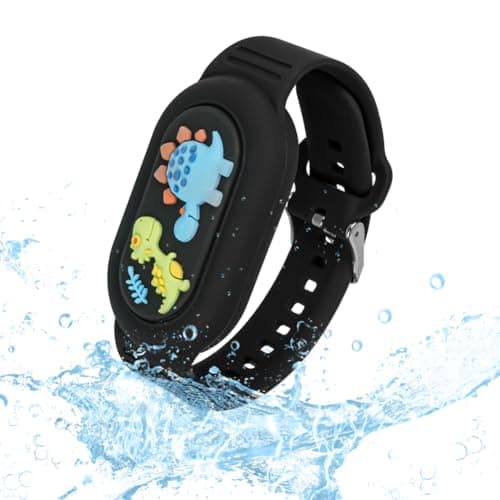 Image of Ainiv Cute Bracelet for Galaxy SmartTag 2, Waterproof Silicone Cartoon Wristband Holder Compatible with Samsung Smart Tag 2, for Children, Elderly People (Dinosaurs Black)