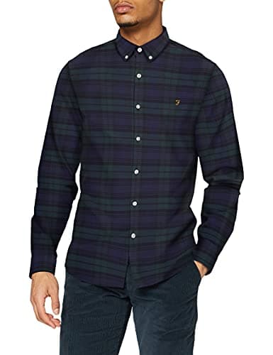 Image of Farah Mens Brewer Slim Fit Cotton Oxford Shirt, Woodland Pine, M UK