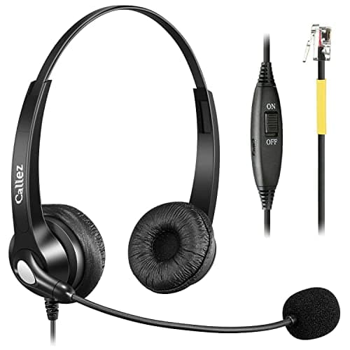 Image of Landline Phone Headset with Microphone Noise Cancelling, RJ9 Telephone Headset for Yealink T41S T42S T46S T48S T19P T21P T41P T23G T46U Avaya 1608 1616 9608 Grandstream GXP1620 Office Desk IP Phones