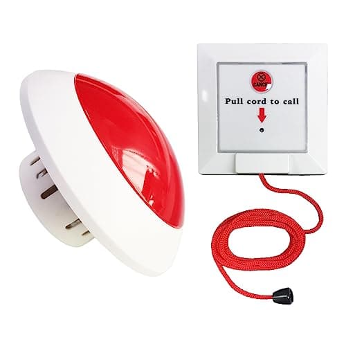 Image of CYSSJF Disabled Toilet Alarm Kit (1 SOS Pull Bell+1 Receiver) | Audible&Visual, 1.5 m Red Emergency Pull Cord | For Hospital, Nursing Home,Hotel | Emerg Call for Accessible Toilet/Bathroom/Washroom