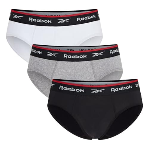 Image of Reebok Wiggins Mens Briefs | Pack of 3 Sports Briefs, Breathable & Stretchable Underwear for Men | Underwear Multipack, Black/White/Grey, M