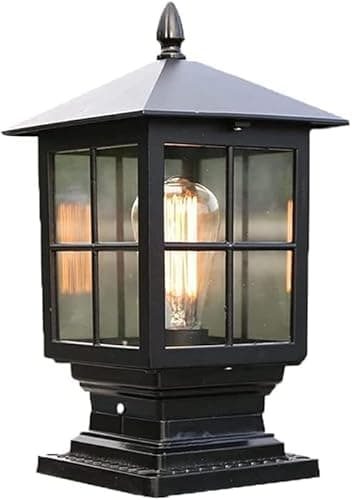 Image of BLOOHK Vintage Bronze Outdoor Post Light | Traditional IP65 Waterproof Pillar Lantern With E26/E27 Base | Classic Column Lamp For Gate, Patio, Garden Driveway