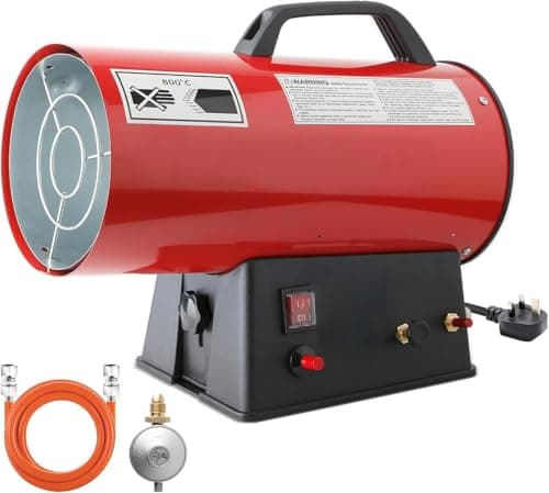 Image of INGRIKT 10KW 34100 BTU/hr Portable LPG Gas Space Heater with Adjustable Gas Flow & 4-in-1 Safety Protection, 300m³/h Industrial Propane Butane Hot Air Blower for Workshops Warehouses Garages, Red