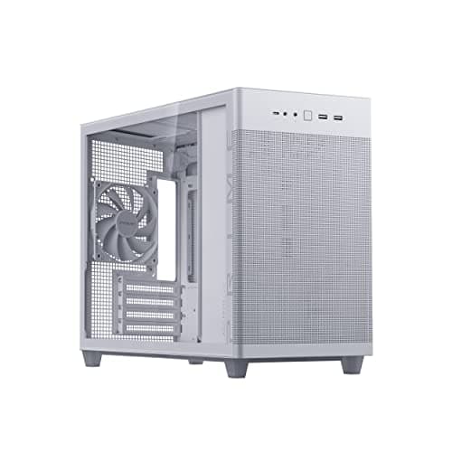 Image of ASUS Prime AP201 White MicroATX Tempered Glass Edition Supports Graphics Cards up to 338mm, 360mm Coolers, & Standard ATX PSUs, Tool-Free Side Panels, Tempered Glass Side & Front Panel USB Type-C