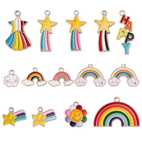 Image of LEGENTLISUR 28 Pcs Rainbow Charms for Jewellery Making Bulk Colorful Enamel Charms Pendants for Earring Necklace Bracelet DIY Supplies
