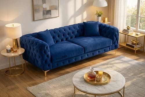 Image of Snooze Monaco 3 and 2 Seater Sofa Sets, Corner Sofas For Living Room, Upholstered Plush Fabric 3 Seater Velvet Sofas (Royal Blue Velvet, 3 Seater)
