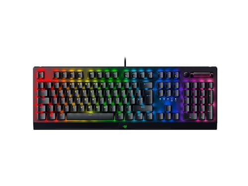 Image of Razer BlackWidow V3 (Green Switch) - Mechanical Gaming Keyboard (Clicky Mechanical Switches, Doubleshot ABS Keycaps, Multi-Function Digital Roller and Media Key, Wrist Rest) UK Layout | Black