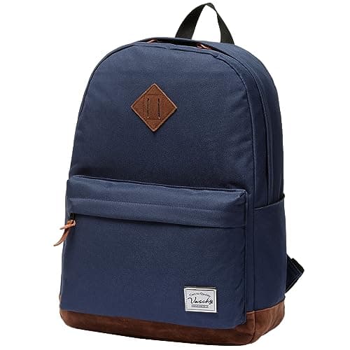 Image of VASCHY School Backpack Unisex Classic Lightweight Tear Resistant Water Resistant for 15 inch Laptop, Blue New, 18.5 inches, Casual