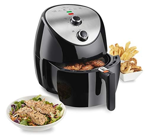Image of MisterChef Air Fryer with Rapid Air Circulation System, VORTX Frying, 30 Minute Timer & Adjustable Temperature Control, Oil Free Cooking. 1500W. 3.5 Litre Cooking Pot, Black, Free Recipe Book